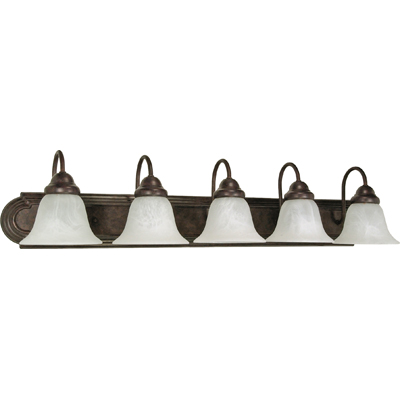 Nuvo Lighting 60/327  Ballerina - 5 Light - 36" - Vanity with Alabaster Glass Bell Shades in Old Bronze Finish